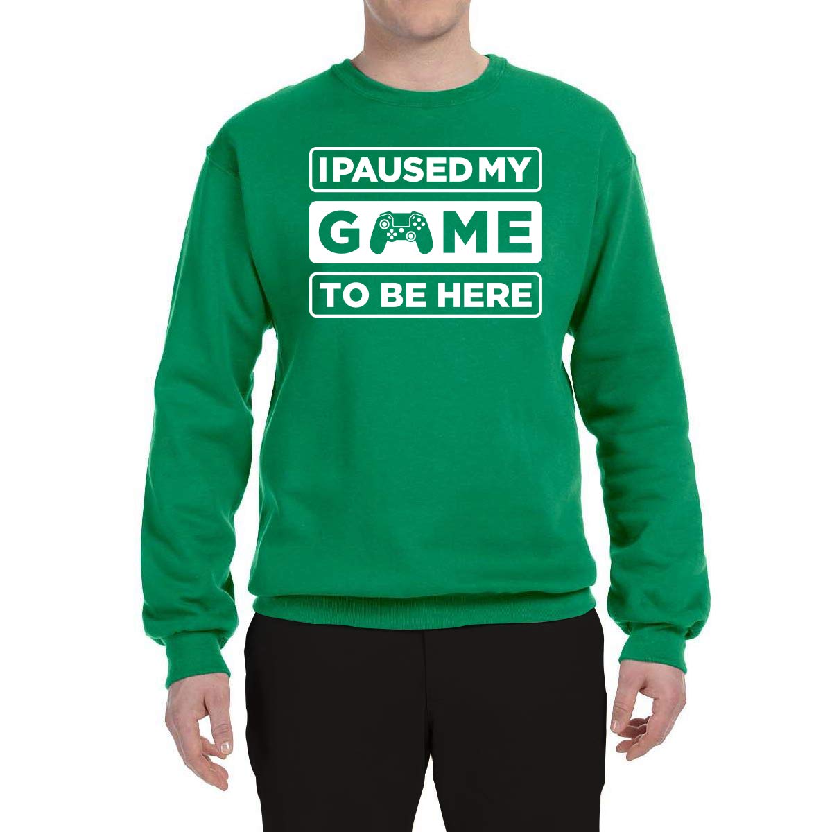 Wild Bobby 'I Paused My Game to Be Here' Gaming Sports Graphic Sweatshirt - Unisex Crewneck Pullover for Gamers, Esports Fans & Casual Wear