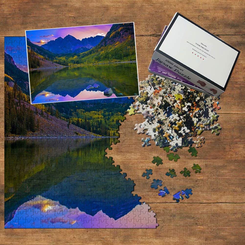 1000-Piece Aspen Maroon Bells Wooden Jigsaw Puzzle - USA Travel Souvenir & Home Decor for Puzzle Lovers, Perfect for Family Game Night and Relaxation