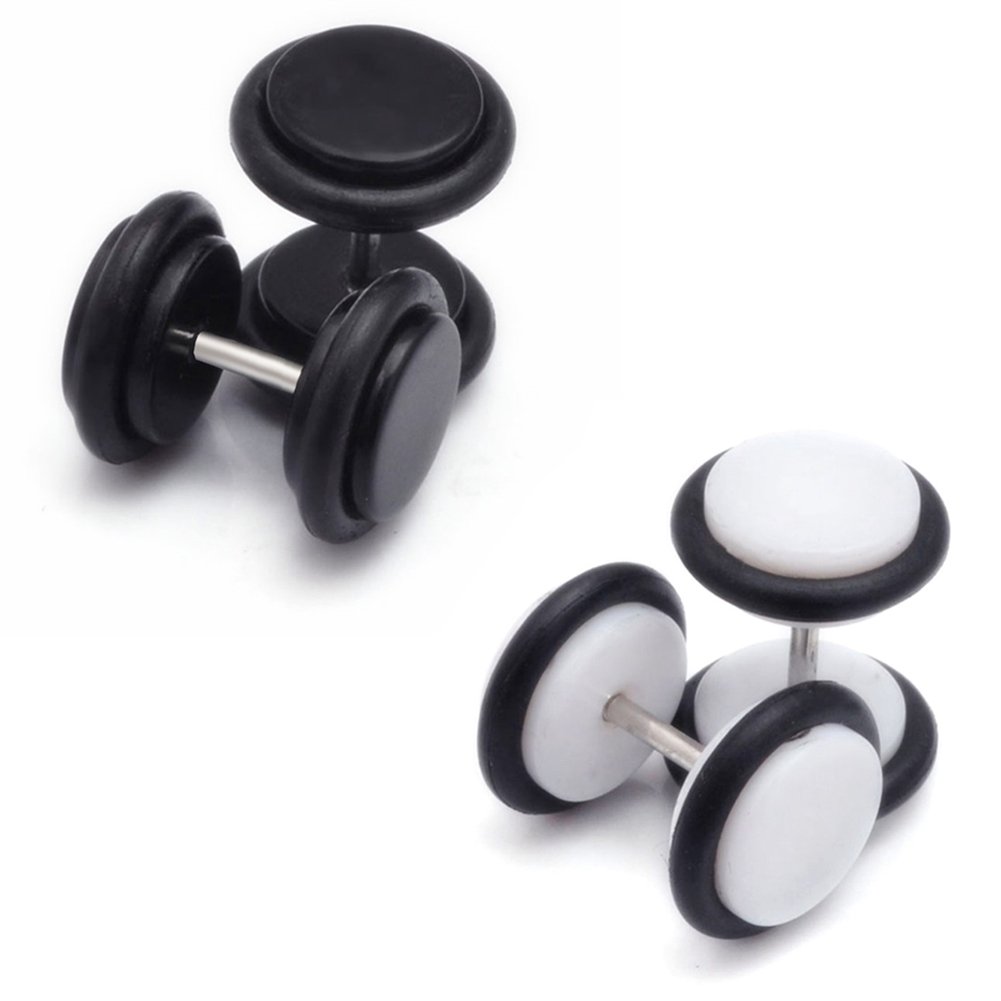 NASAMA 8-Pair Acrylic Stud Earrings Set - Fake Gauges & Faux Plugs Kit (16 Pieces) - Perfect for Costume Parties, Daily Wear & Ear Stretching Practice