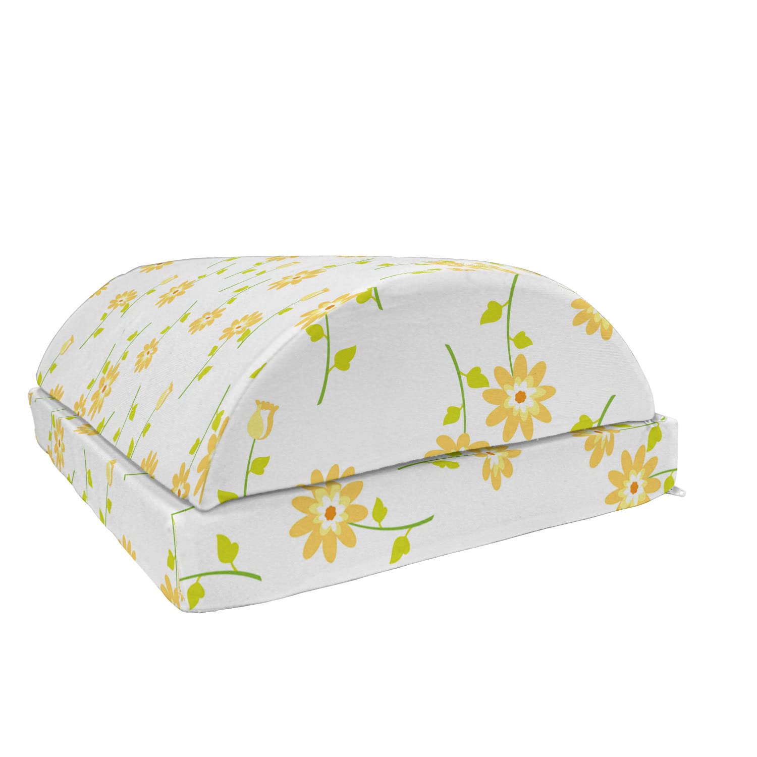 Ambesonne Floral Foot Rest with Non-Slip Backing - Adjustable Ergonomic Memory Foam Leg Support for Office & Home - Energetic Romantic Tulip Pattern in Mustard Yellow & Green - Perfect for Work, Reading, and Relaxation
