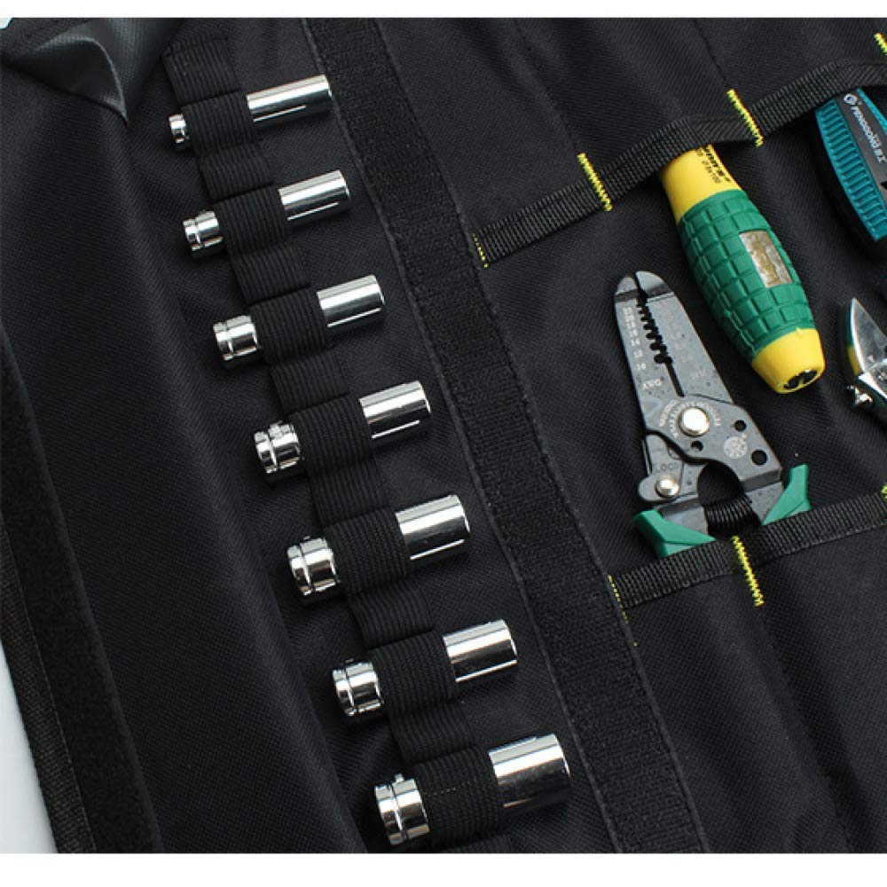 1/2 Pcs Heavy Duty Tool Roll Organizer - Wrench & Socket Pouch with Multiple Pockets - Durable Roll Up Tool Bag for Electricians, HVAC, Plumbers, Carpenters & Mechanics - Perfect for Workshop, Garage & Job Site Organization