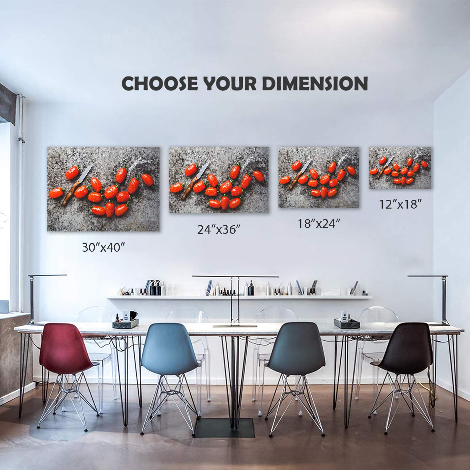 Cherry Tomato Canvas Wall Art - 28x40 Inch Framed Kitchen Decor, Fruit Painting for Dining Room & Restaurant - Ready to Hang Home Decoration | Perfect for Farmhouse, Modern & Italian Kitchen Themes