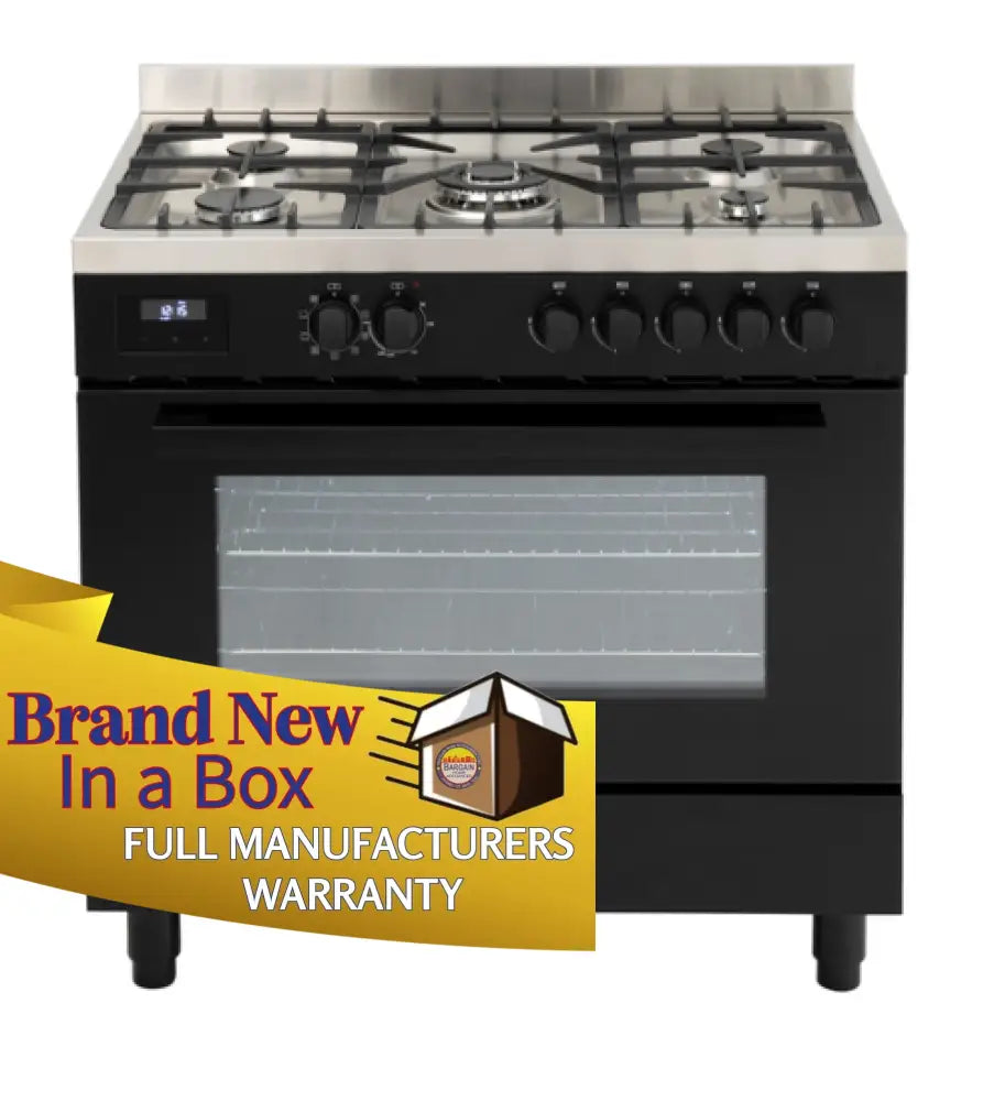 Euro EO90FSDPBL 90cm Freestanding Dual Fuel Range Oven - Perfect for Home Kitchens, Baking & Roasting