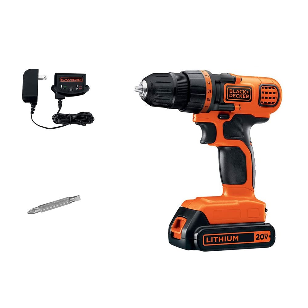 BLACK+DECKER 20V MAX Cordless Drill Driver Kit with LED Work Light, 3/8 Inch Chuck, Includes Battery & Charger (LDX120C) - Perfect for DIY Home Projects, Woodworking, and Professional Construction Work