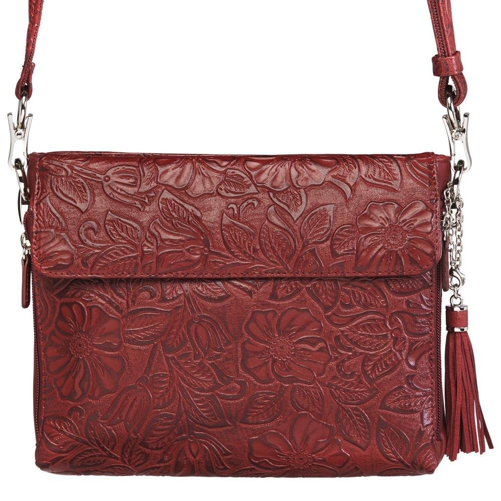 Gun Tote'n Mamas Concealed Carry Purse - Genuine Leather American Cowhide Crossbody Bag for Women | Perfect for Everyday Carry, Travel & Personal Protection (Cherry Red)