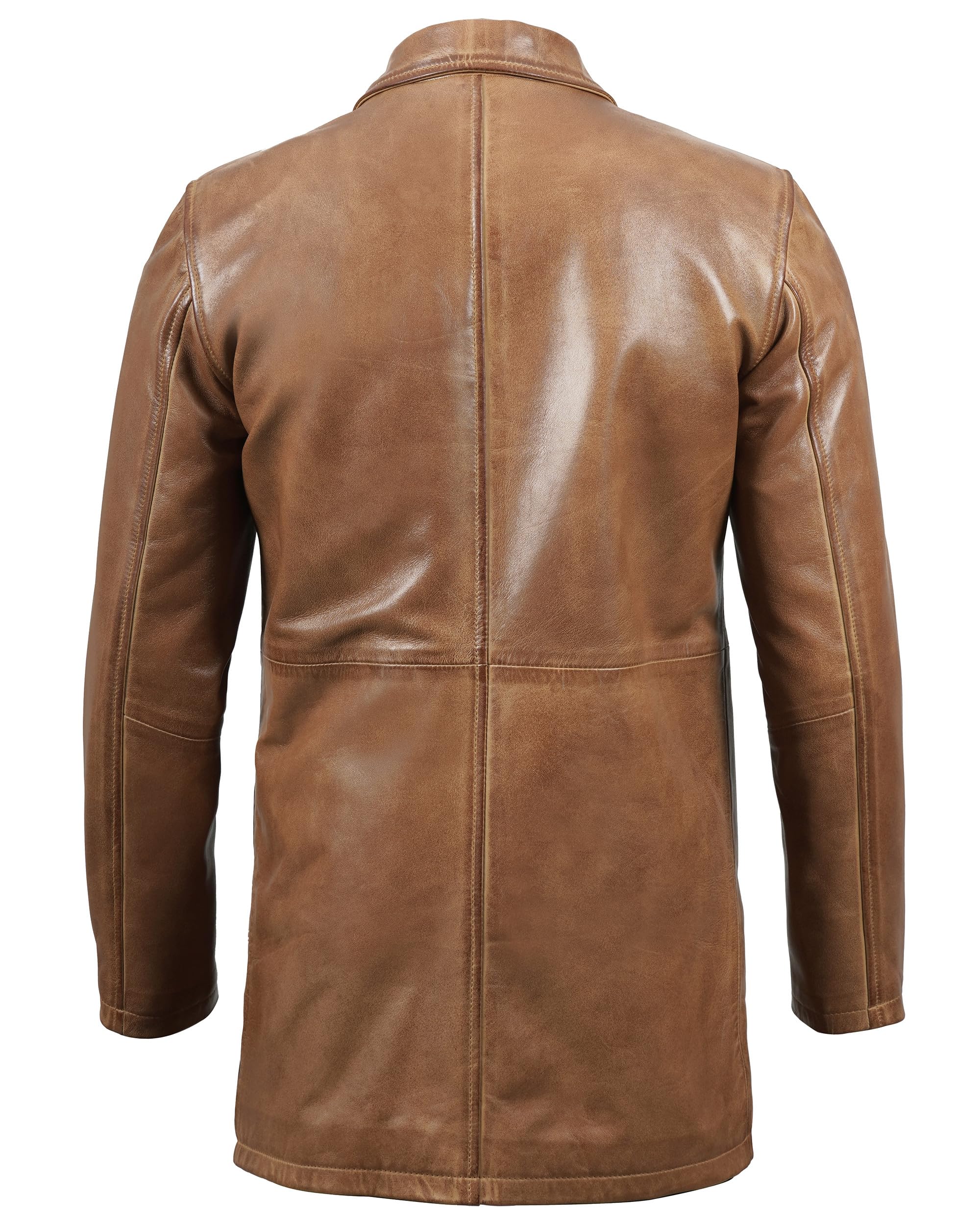 Decrum Genuine Leather Coat for Men - Classic Long Winter Carcoat Style Jacket | Warm & Stylish Outerwear for Casual, Office & Outdoor Activities