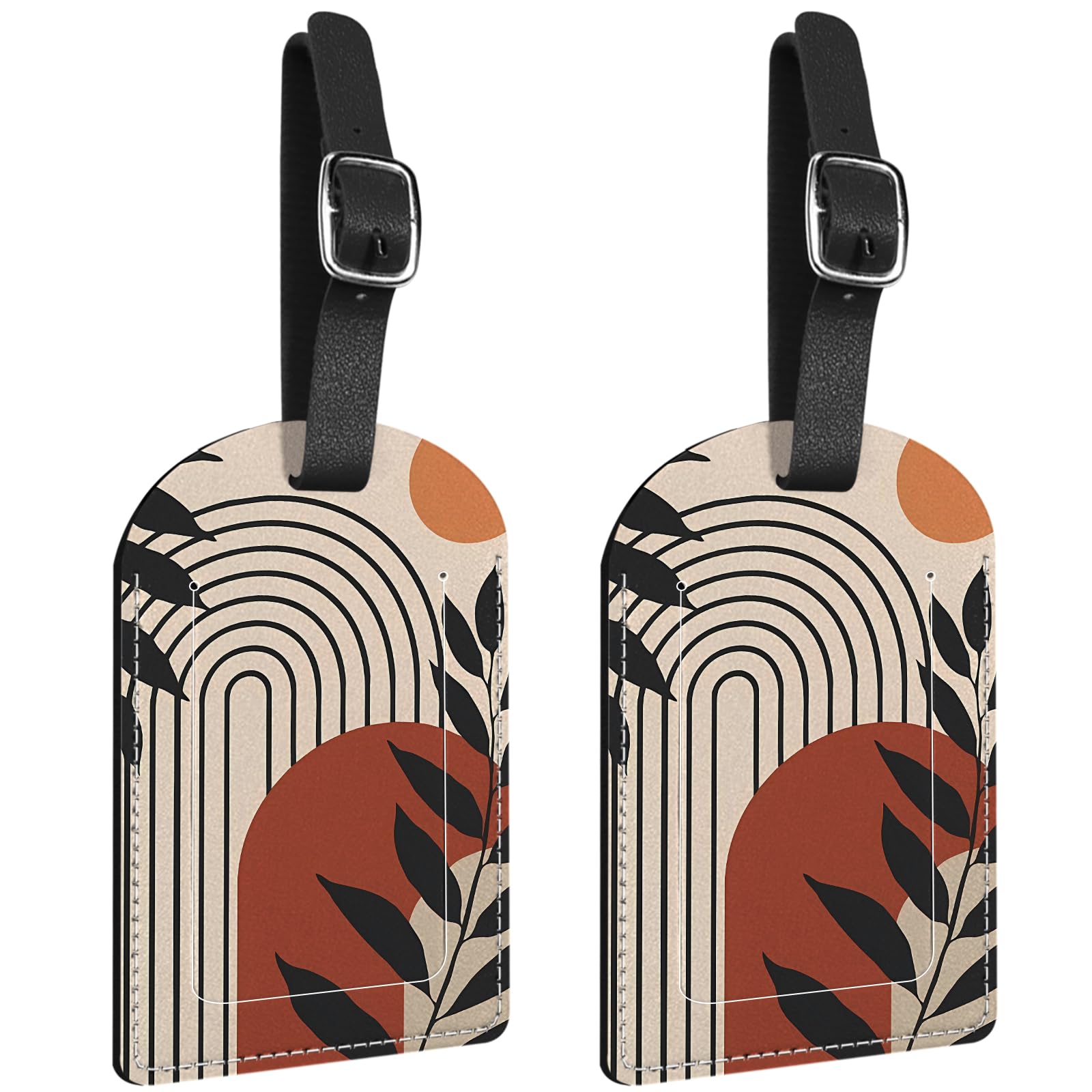 2 Pack PU Leather Luggage Tags - Durable Suitcase Labels with Privacy Cover, Stylish & Cute Travel Tags for Women & Men (Grass Pattern) - Perfect for Airports, Vacations & Business Trips