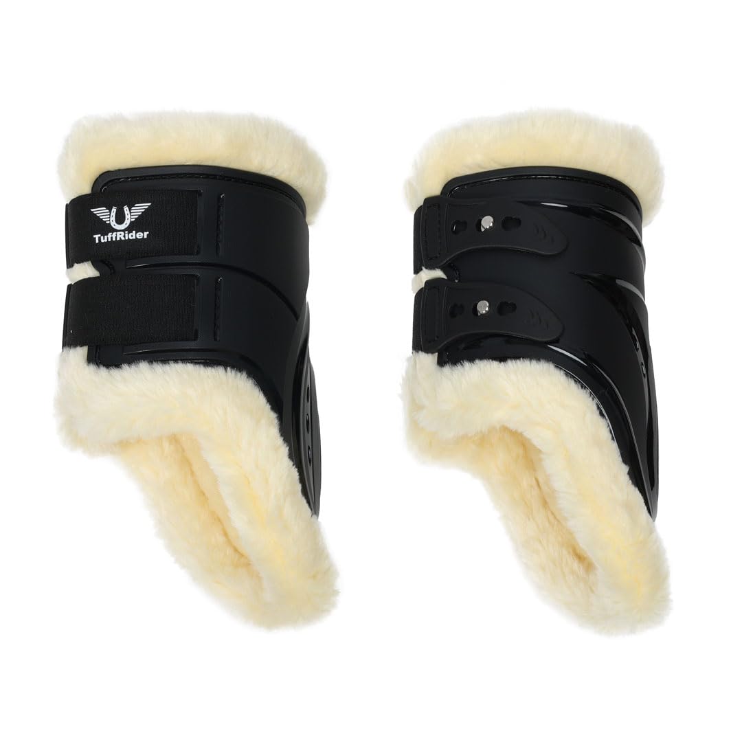 TuffRider Airflow Iron Man Sherpa Fleece Fetlock Boots for Horses - Breathable & Warm Leg Protection for Riding, Training & Cold Weather - Perfect for Equestrian Sports & Winter Horse Care