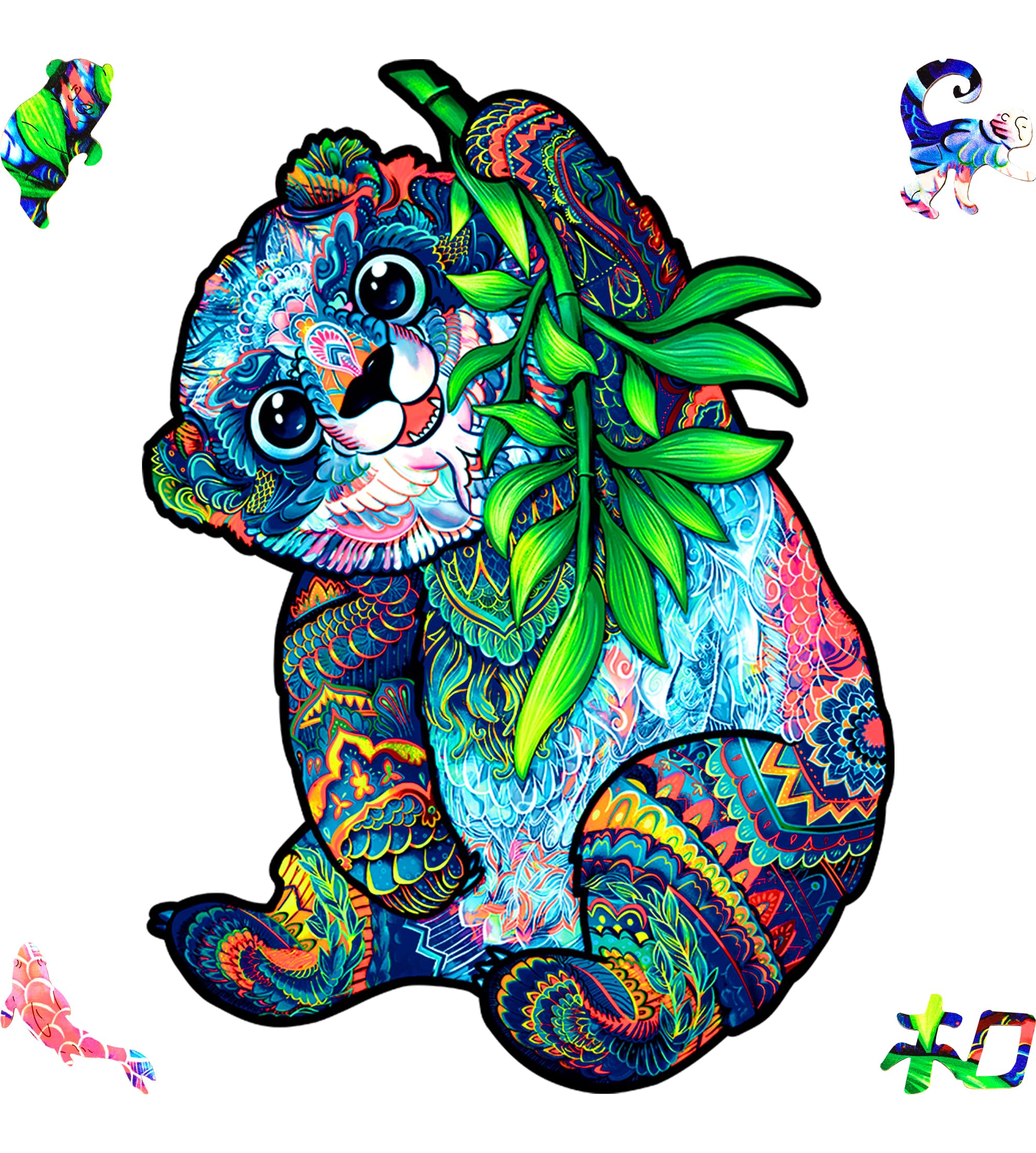 UNIDRAGON Premium 700-Piece Wooden Jigsaw Puzzle - Serious Panda Art, Large 17.3x23.2 Inches, Unique Shaped Pieces, Perfect Gift for Adults & Kids | Fun Family Activity, Home Decor, Stress Relief & Brain Teaser