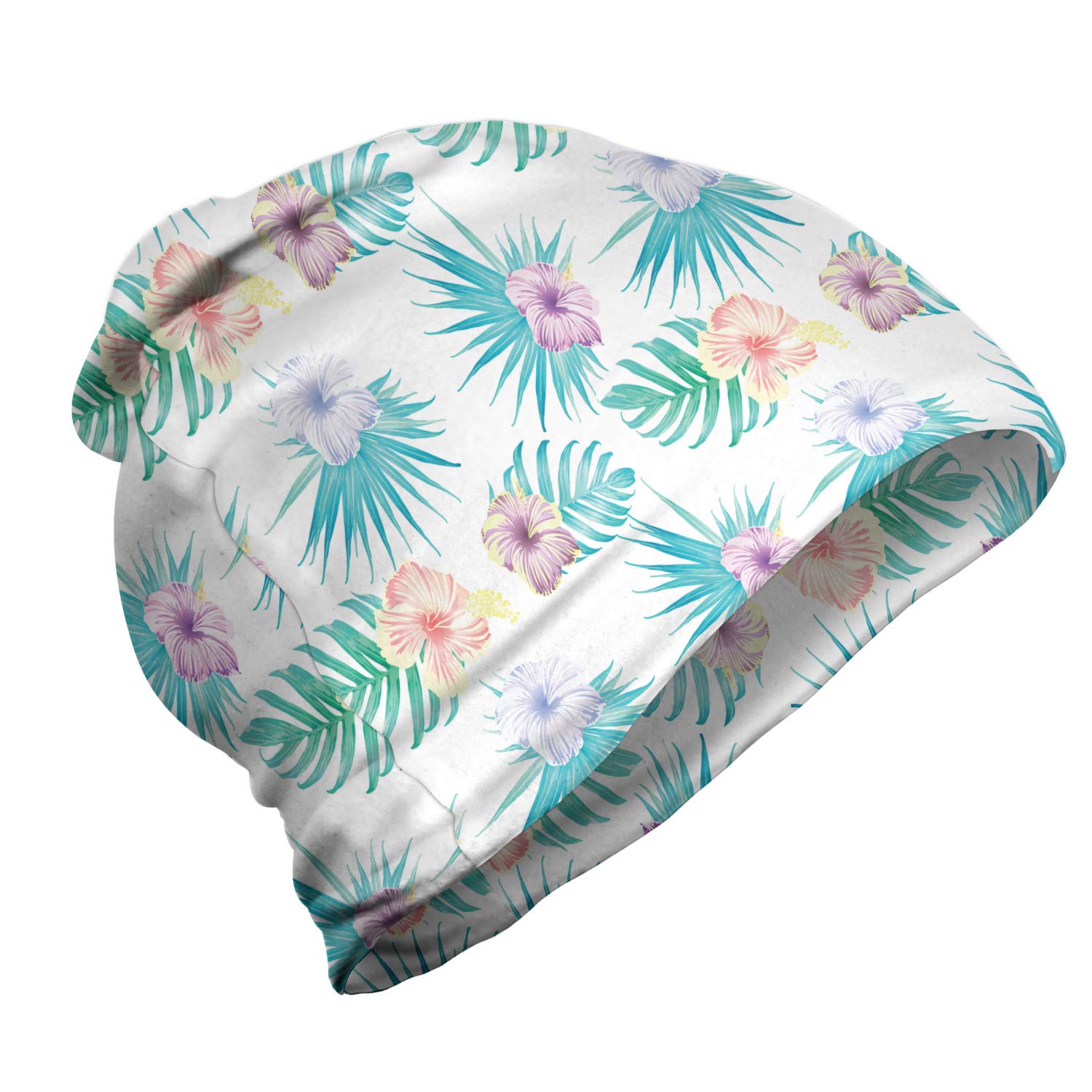Ambesonne Unisex Beanie - Summer Botanic Blossoms Design for Hiking & Outdoor Activities | Warm Winter Hat for Men & Women | Perfect for Camping, Skiing & Cold Weather Adventures