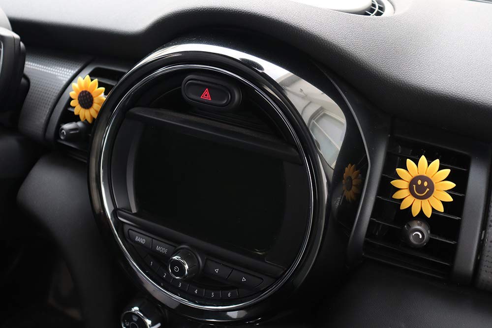 INEBIZ Sunflower Car Air Freshener - Cute Yellow Car Vent Clip Decor with Fragrance Holder | Perfect for Vehicle Interior, Office & Home Decor