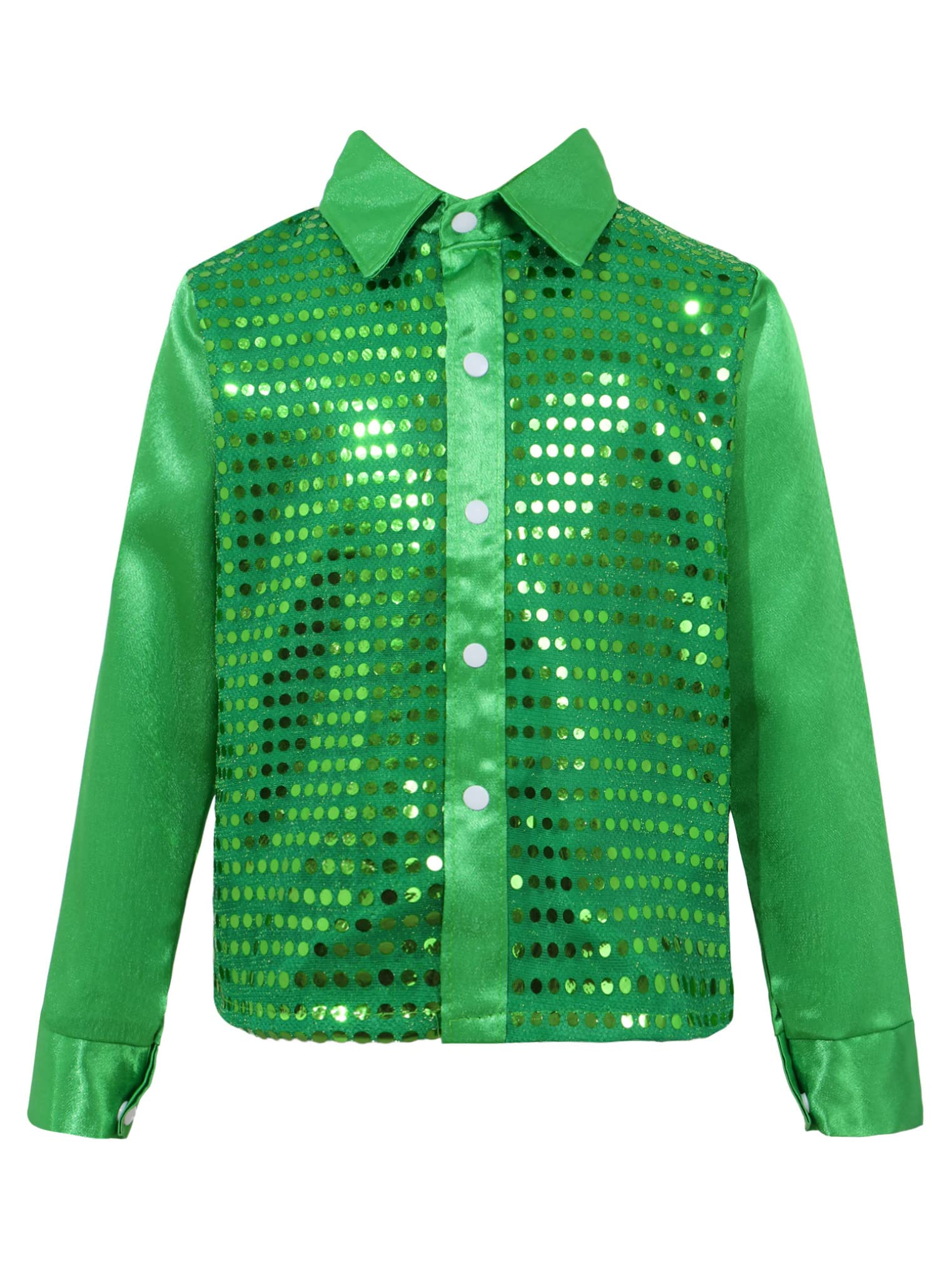 Sparkle & Shine Kids Dance Tops with Glitter Sequins for Jazz, Hip Hop, Prom & Party Performance - Boys & Girls Athletic Shirts for Stage Costume & Dance Competition