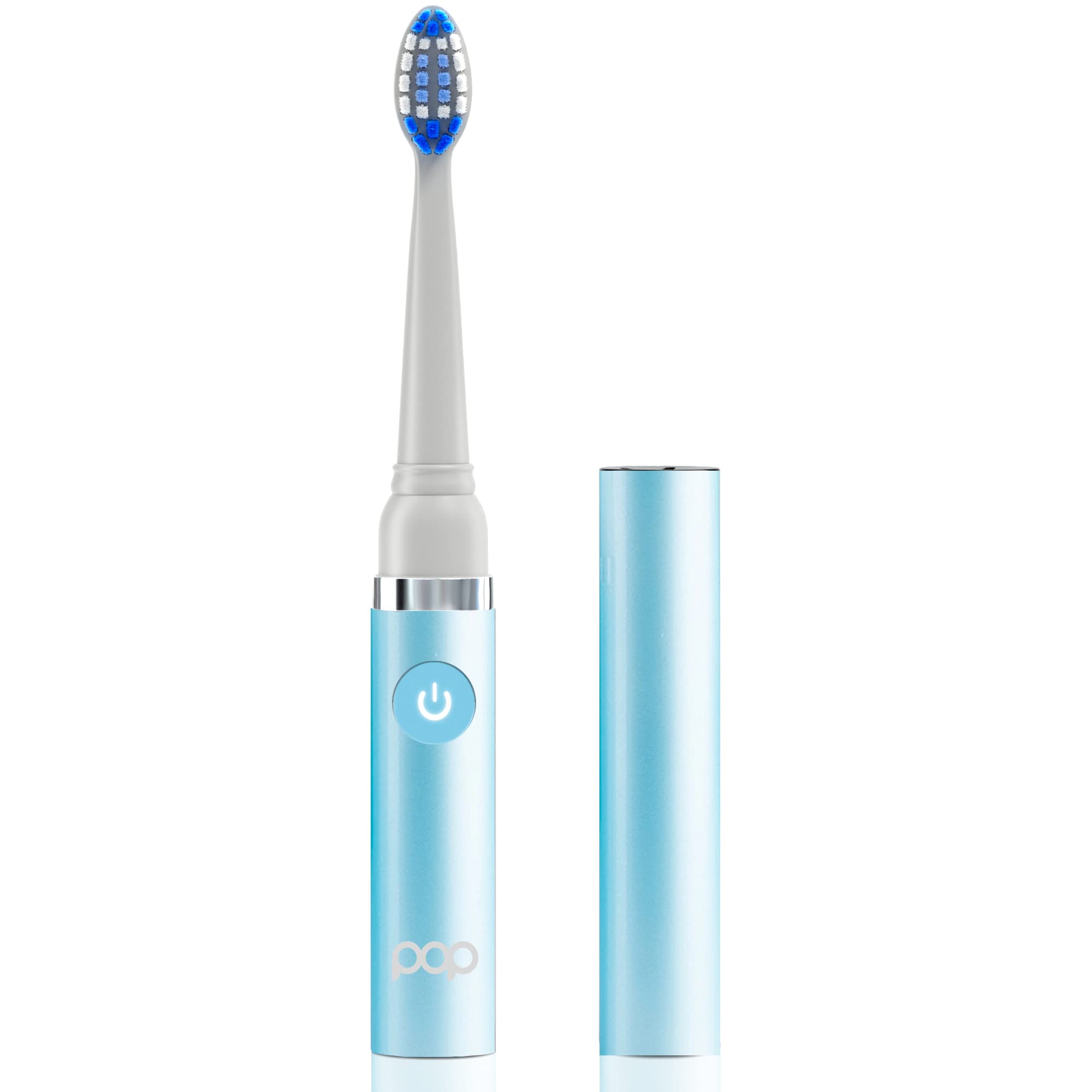 Pop Sonic Electric Toothbrush for Kids & Adults - Hawaiian Blue Travel Toothbrush with 2 Speed Modes (15,000-30,000 RPM), DuPont Nylon Bristles, Battery Powered - Perfect for Home, Travel & Daily Oral Care