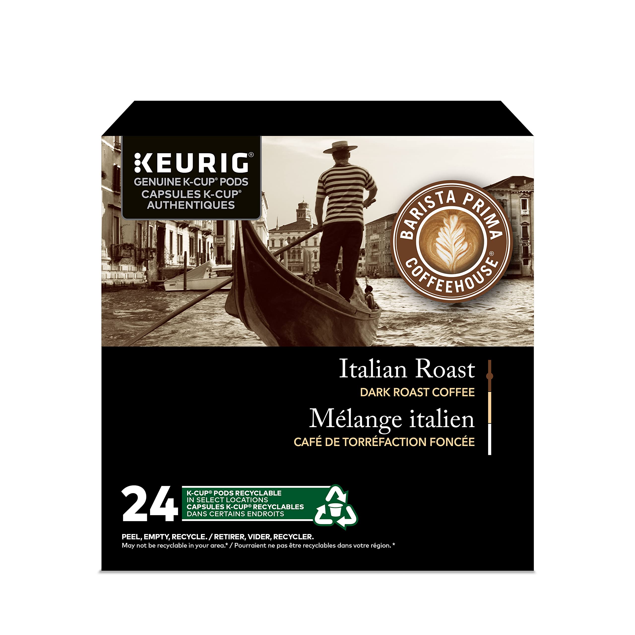 Barista Prima Italian Roast K-Cup Coffee Pods, 24 Count - Dark Roast Coffee for Keurig Brewers | Perfect for Morning Brew & Office Coffee Break