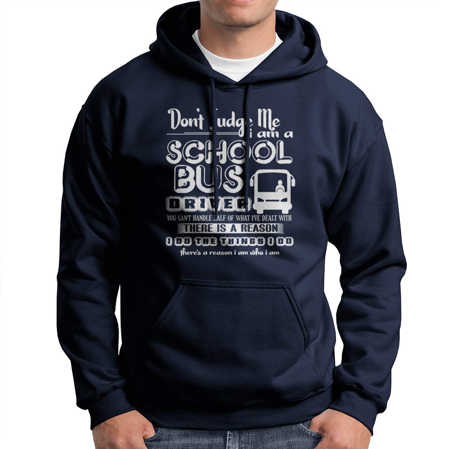 I Am A School Bus Driver Hoodie - Navy Blue Pullover Sweatshirt Gift for School Bus Drivers - Perfect for Casual Wear, Work & Everyday Comfort