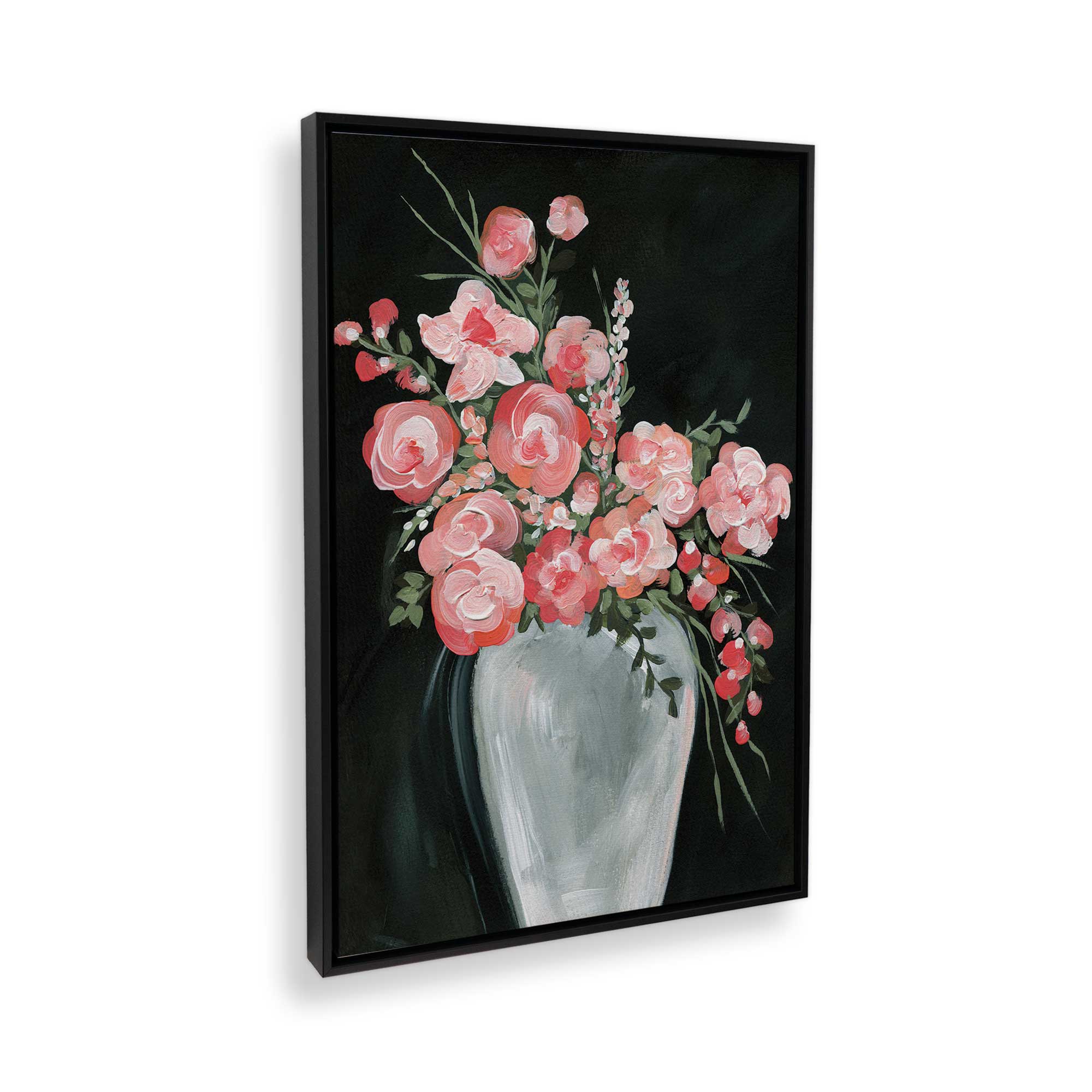 Delicate Coral Blossoms II Canvas Wall Art Print - Tropical Floral Home Decor for Living Room, Bedroom & Office