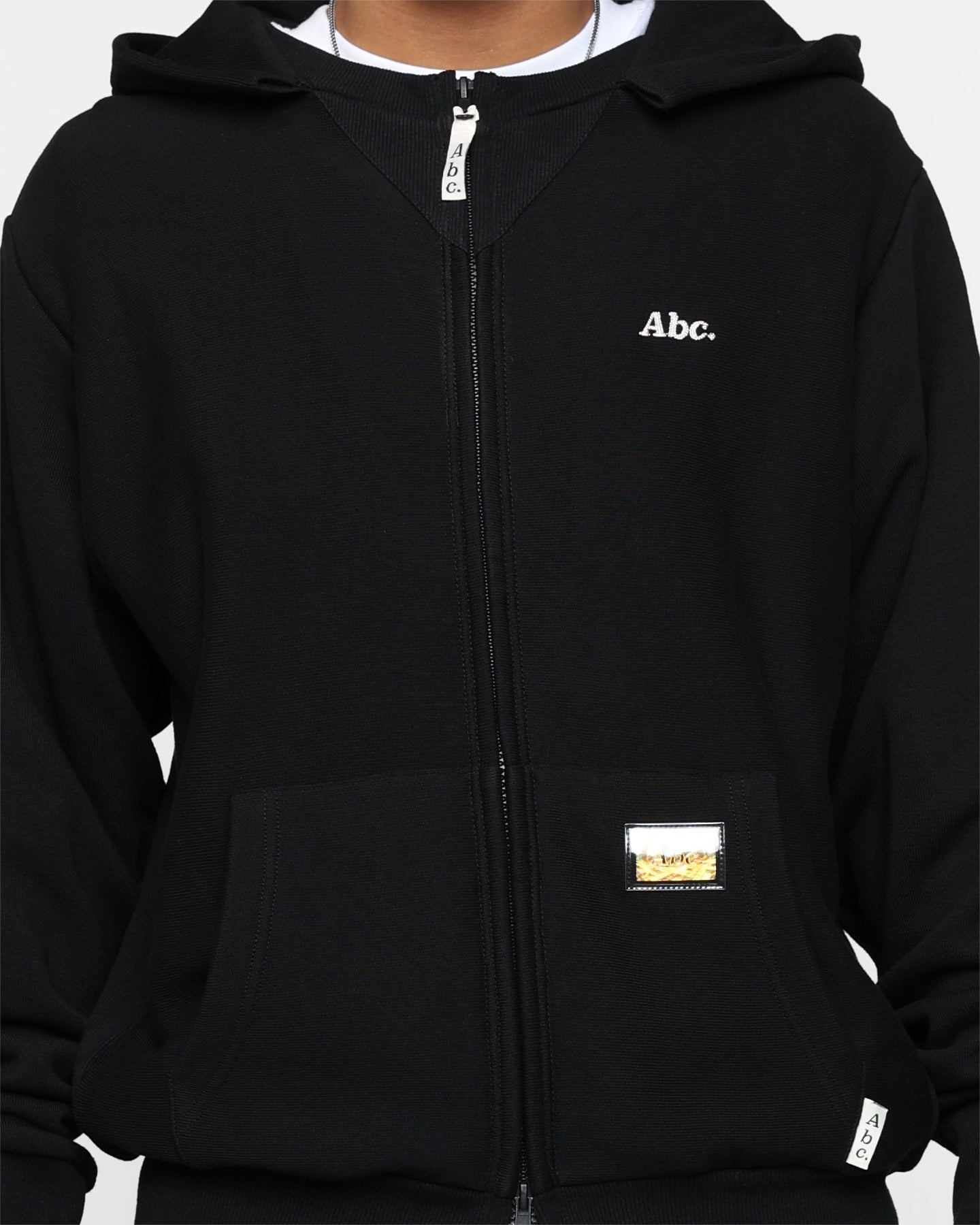 Tri-Tone Zip Up Hoodie for Women & Men - ABC 123 Advisory Board Crystals Design in Anthracite Black | Casual Wear, Street Style, Loungewear