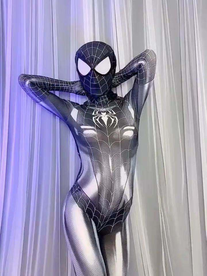 Halloween Women's Black Lycra Bodysuit - Sexy Costume for Cosplay, Party & Night Out - Perfect for Halloween, Cosplay Events & Themed Parties