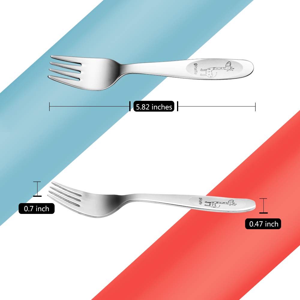 4 Piece Stainless Steel Toddler Forks - Safe Self Feeding Utensils for Babies & Kids | Dishwasher Safe | Perfect for Home, Travel & Daycare Use