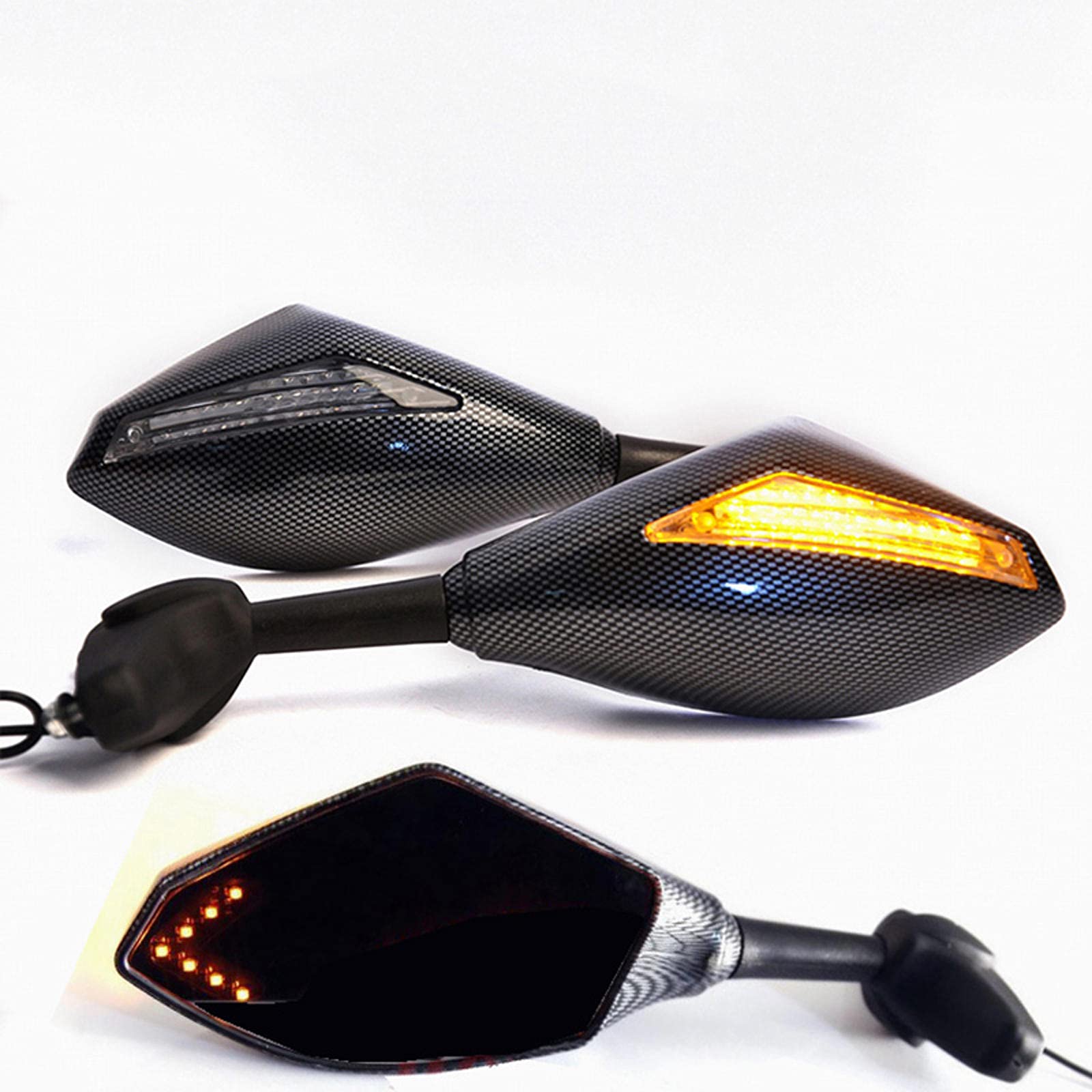 Evomosa Motorcycle LED Turn Signals with Integrated Rearview Mirrors - Universal Fit for Yamaha YZF R1, R6, FZ1, FZ6, FZR 600 & 1000 - Enhanced Visibility & Safety for Night Riding & Daily Commutes