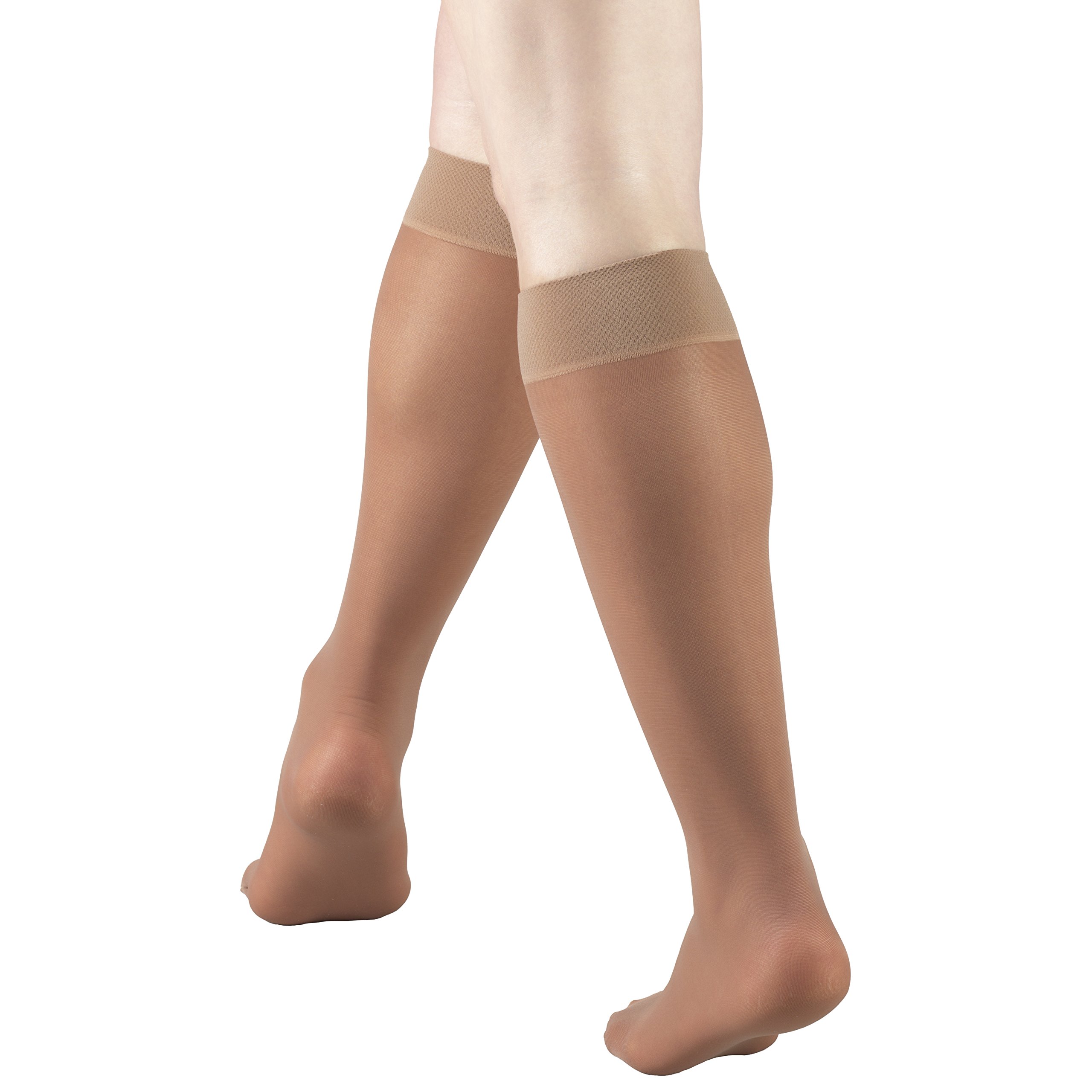 Truform Sheer Compression Stockings 8-15 mmHg for Women - Knee High 20 Denier Taupe Small - Perfect for Travel, Work & Varicose Vein Relief