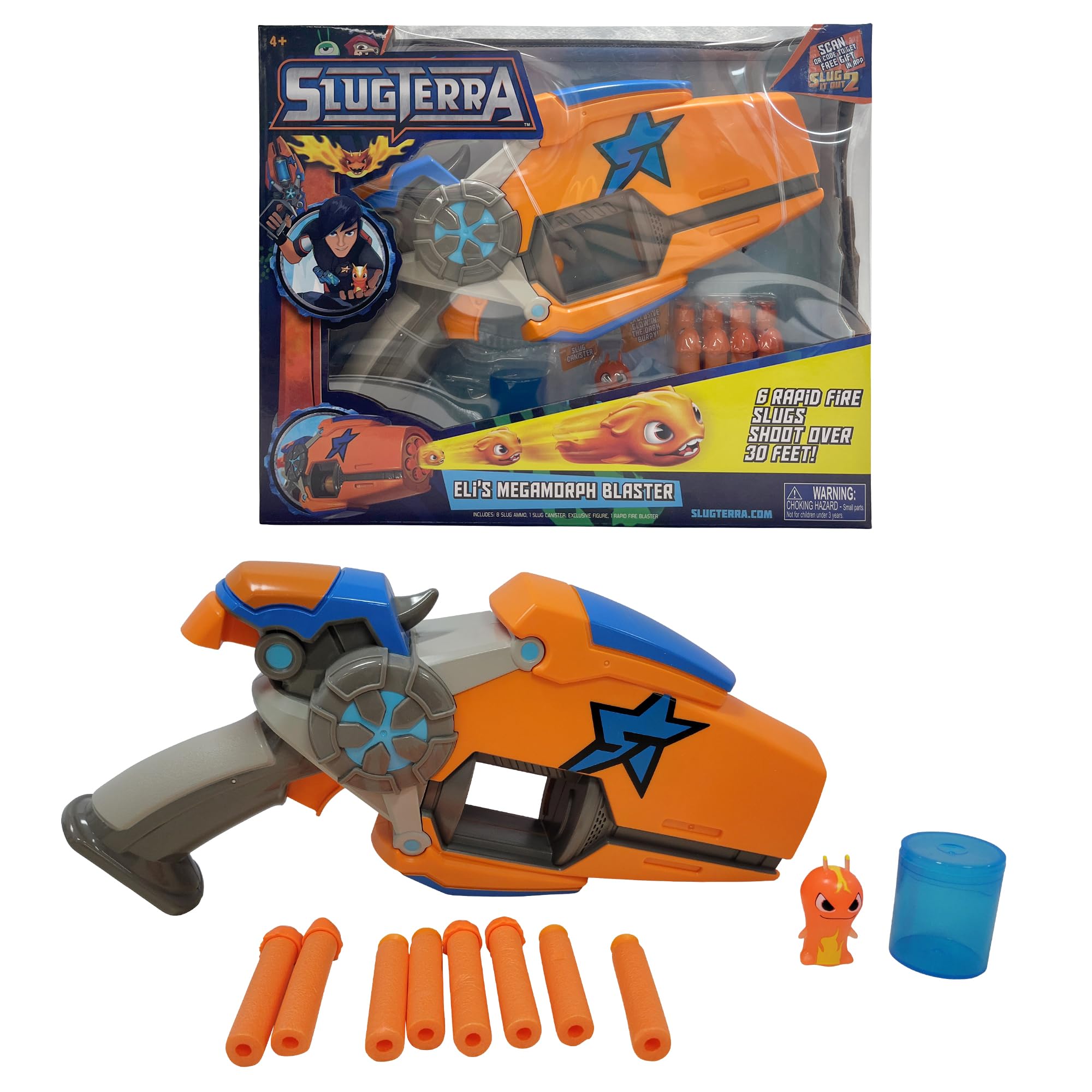 SLUGTERRA Blaster LUU04 Toy Gun with 6 Projectiles & Rotating Barrel - Kids Outdoor Play Toy for Ages 4+ | Perfect for Backyard Battles, Nerf Wars & Action Role Play Games