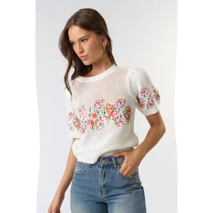 Floral Crochet Top for Women - Boho Lace Summer Blouse, Beach Cover Up, Festival Outfit, Casual Chic Tops for Vacation & Date Night