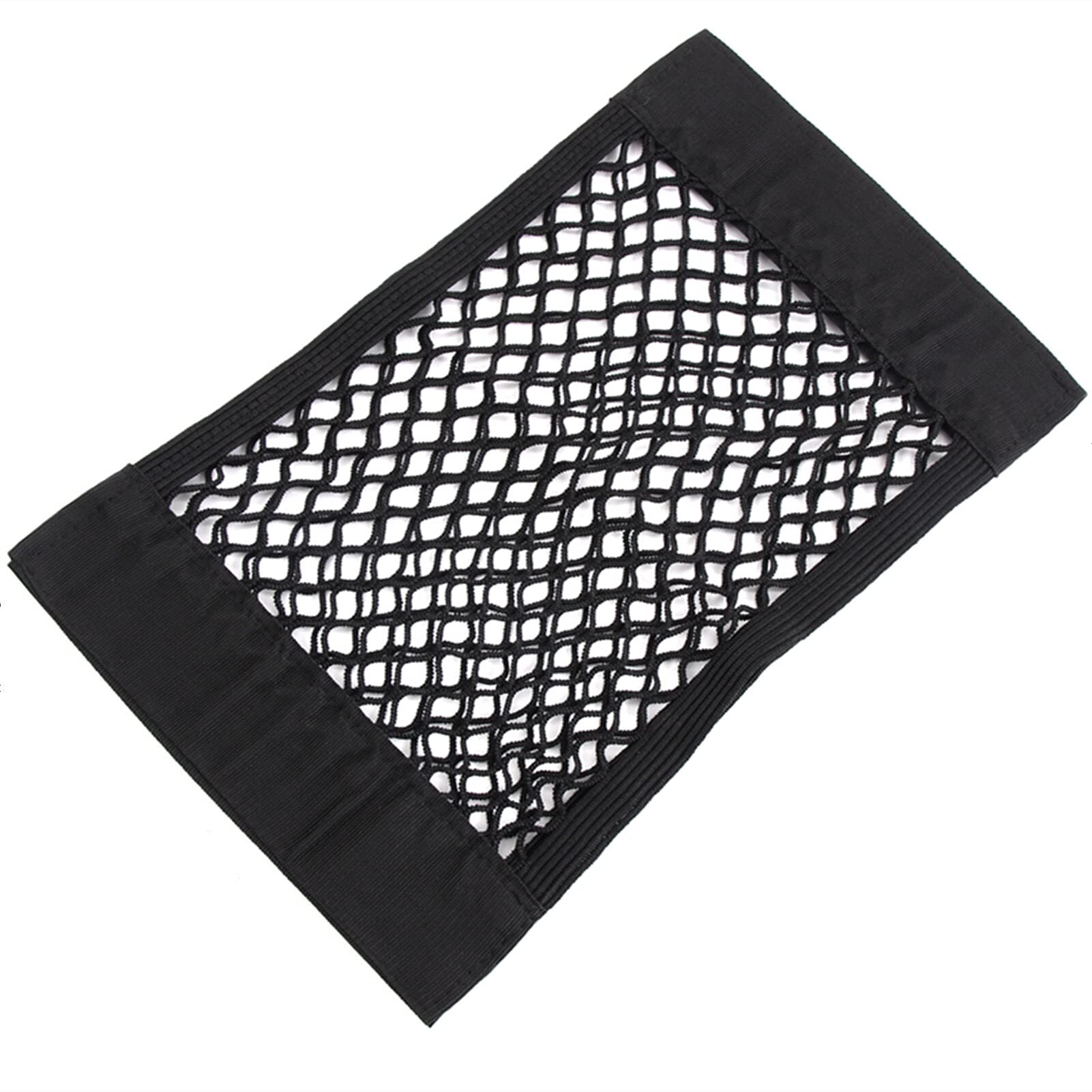Universal Car Storage Organizer - Rear Seat Mesh Pocket Bag with Elastic String & Magic Sticker for Auto Trunk Organization | Perfect for Road Trips, Grocery Shopping & Family Travel Accessories