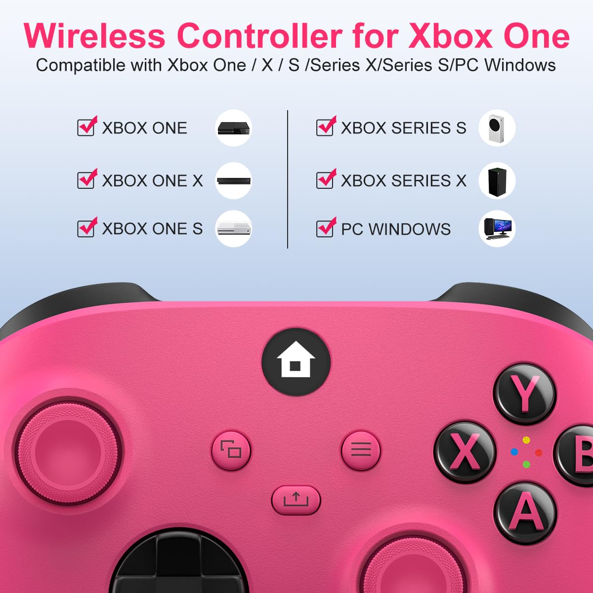 MOLICUI Wireless Gaming Controller for Xbox Series X|S, Xbox One & Windows PC - Pink | Ergonomic Design, Enhanced Grip for Long Gaming Sessions | Perfect for FPS, Racing & Casual Games
