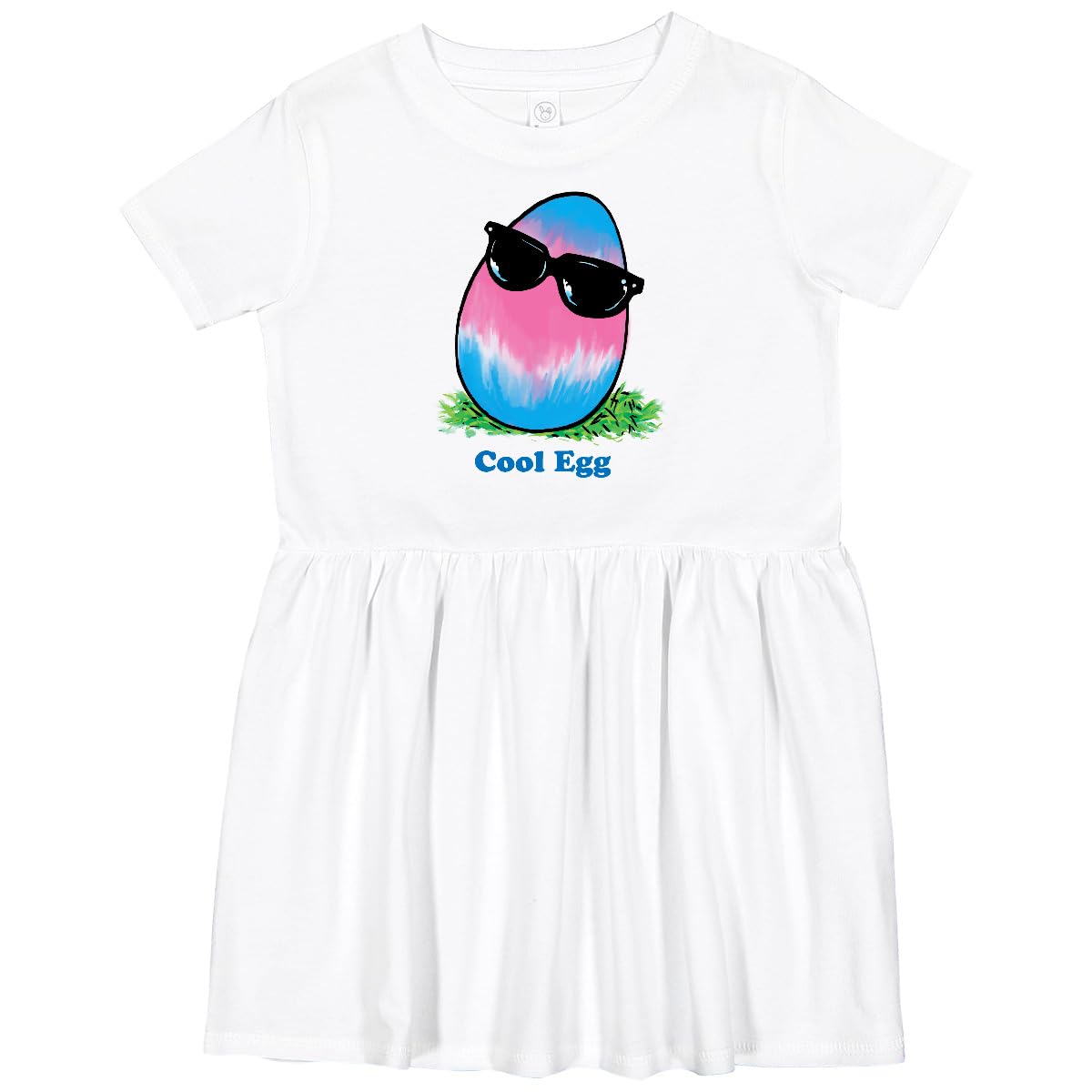 Inktastic Easter Pink and Blue Cool Egg with Sunglasses Toddler Dress - Cute Holiday Outfit for Easter Egg Hunts, Spring Parties & Family Photos