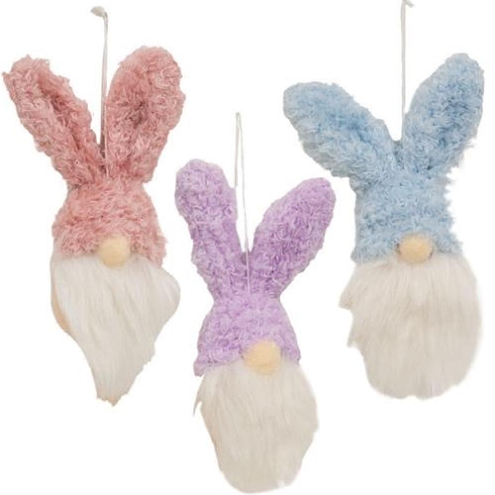 Adorable Fuzzy Gnome Bunny Ornament Set of 3 - Christmas Tree Decor, Easter Gnome Figurines, Home Decoration for Holiday & Seasonal Displays