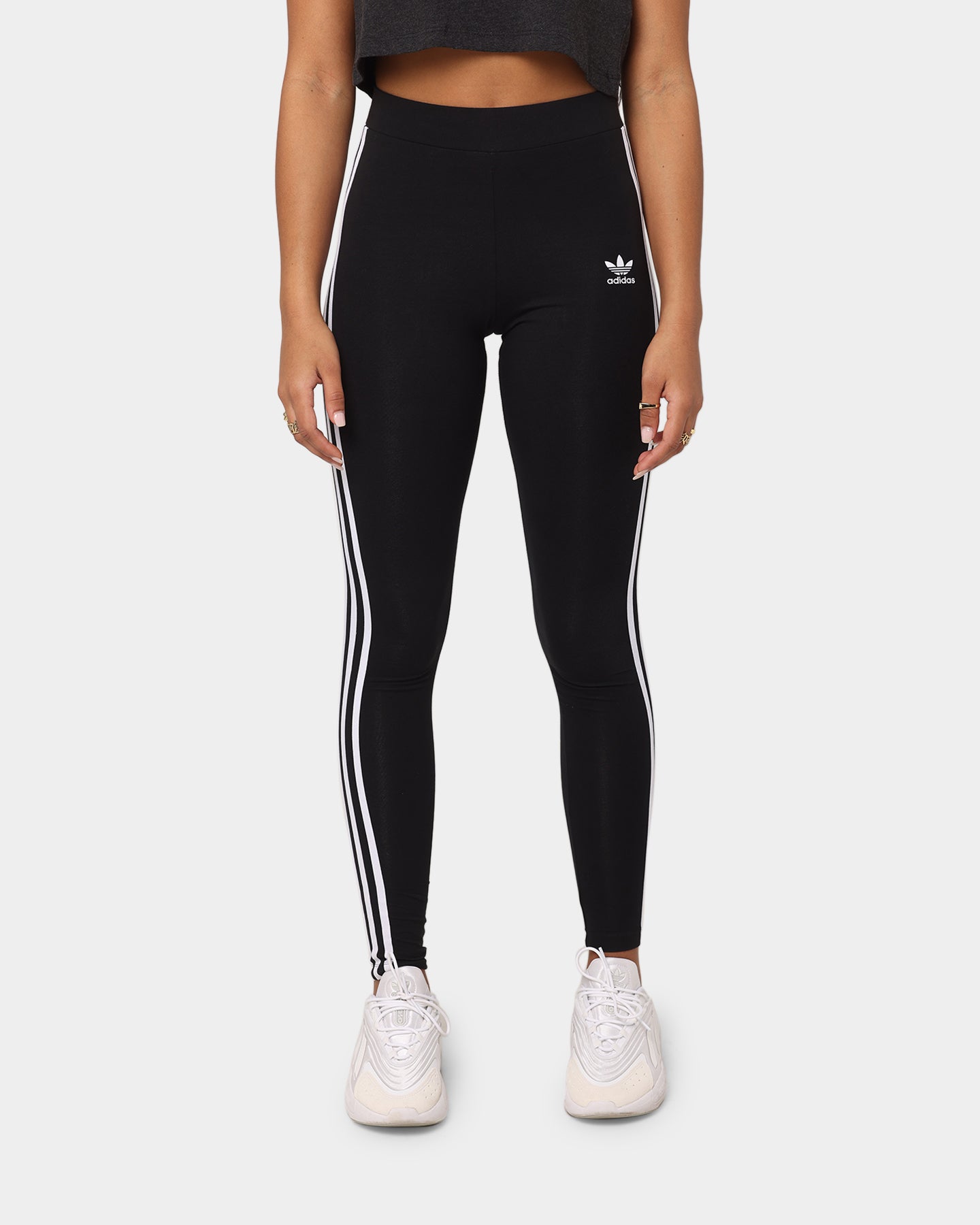 Adidas Women's 3 Stripe Yoga Tights - Black & White Workout Leggings for Running, Gym & Lounge
