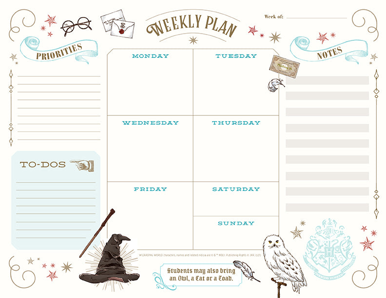 Harry Potter Weekly Planner Notepad - Magical Organizer for School, Work & Daily Tasks | Perfect Gift for Potterheads & Productivity Lovers