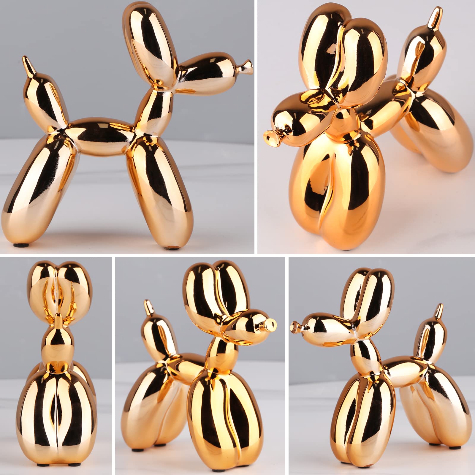 XIAOMI Orange Balloon Dog Statue - Modern Animal Sculpture for Home & Office Decor - Perfect for Living Room, Bedroom, Bookshelf & Gift Giving