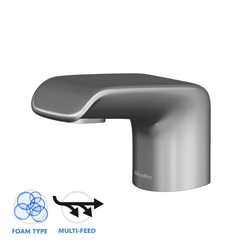 Bradley 6 3500 RLM Linea Series Multi-Feed Deck Mounted Soap Dispenser - Liquid Soap Dispenser for Commercial Restrooms, Kitchens & Public Washrooms