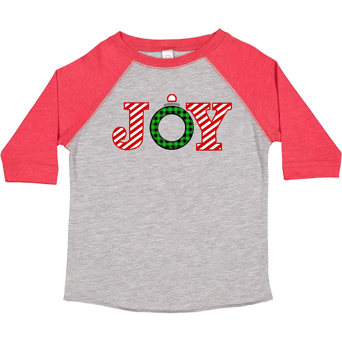 Inktastic Joy Christmas Ornament with Candy Cane Stripes Toddler T-Shirt - Festive Holiday Outfit for Kids, Christmas Party & Family Photos