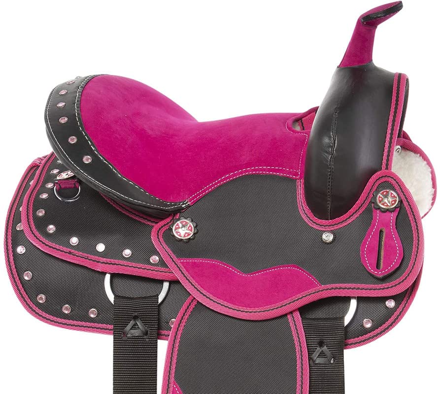 Premium Synthetic Western Horse Saddle 14-18 Inch - Comfortable Riding Saddle with Complete Tack Set & Accessories for Trail Riding, Rodeo & Equestrian Training