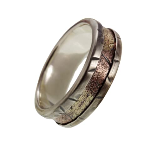 Unisex Wedding Band - Silver Copper & 14K Gold Anniversary & Engagement Ring for Men & Women (RS-1292) - Perfect for Proposals, Vows Renewal & Romantic Gifts