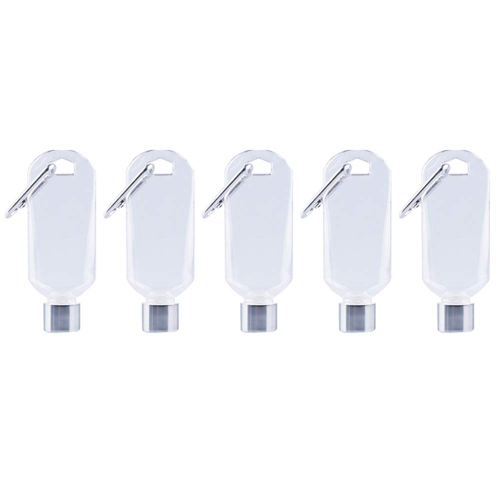 DOITOOL 5-Pack 30ml Refillable Travel Bottles with Electroplated Silver Hook - Leak Proof Cosmetic Containers for Lotion, Shampoo & Toiletries | Perfect for Gym, Travel & Home Organization