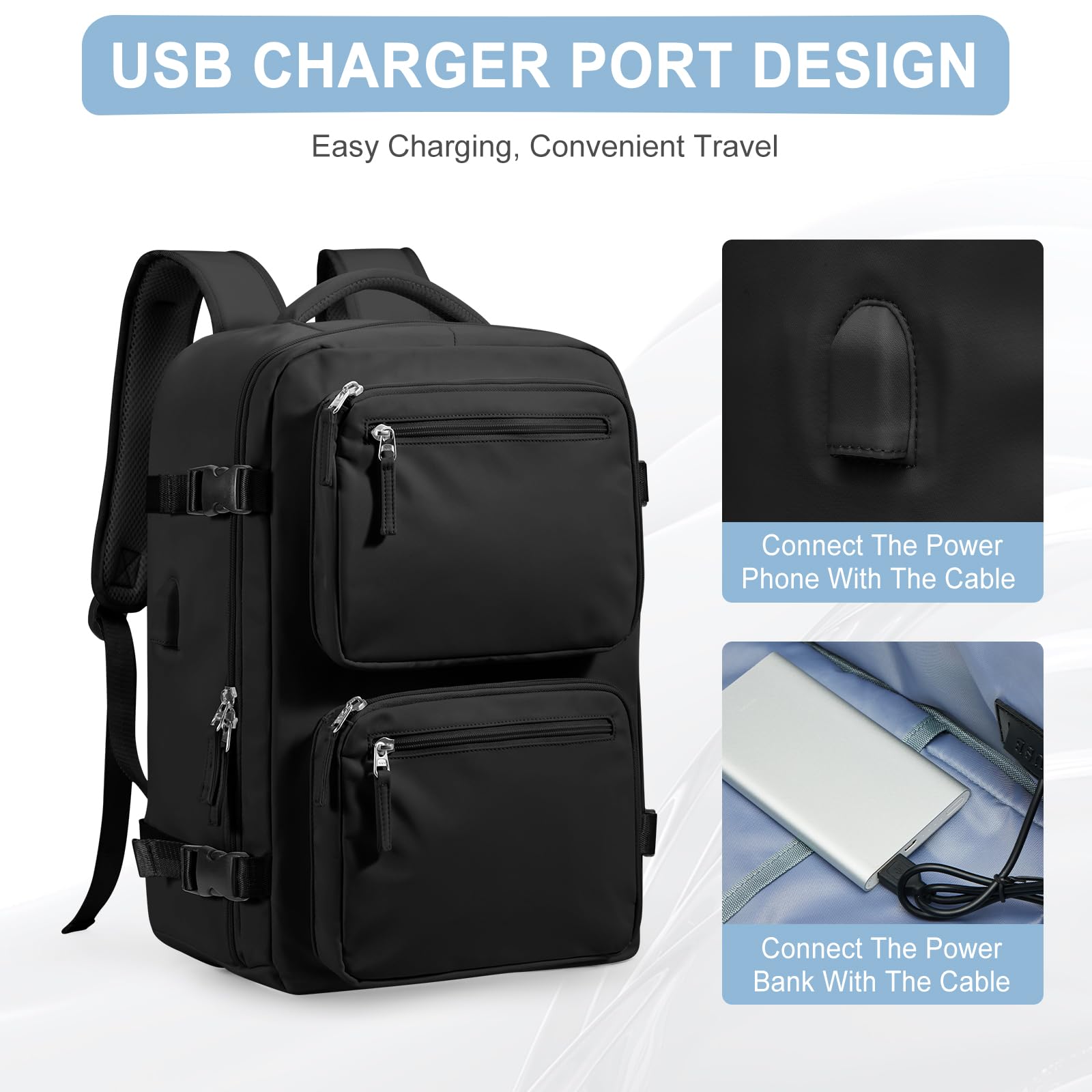 Large Travel Backpack for Men & Women - Flight Approved Carry-On Backpack with Waterproof Design - Perfect for Air Travel, Hiking, Commuting & TikTok Adventures