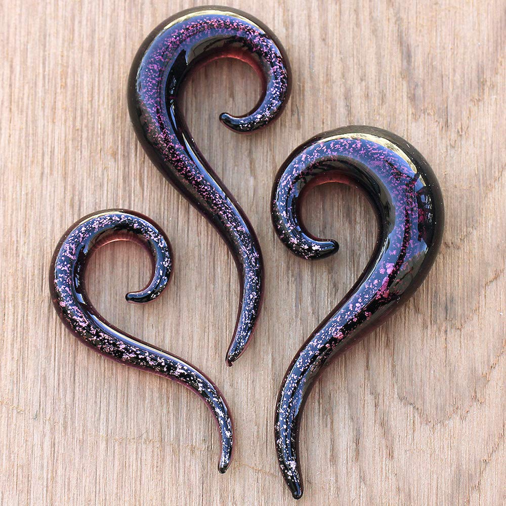 Golden Purple Spiral Glass Taper Candles - Elegant Home Decor for Weddings & Parties