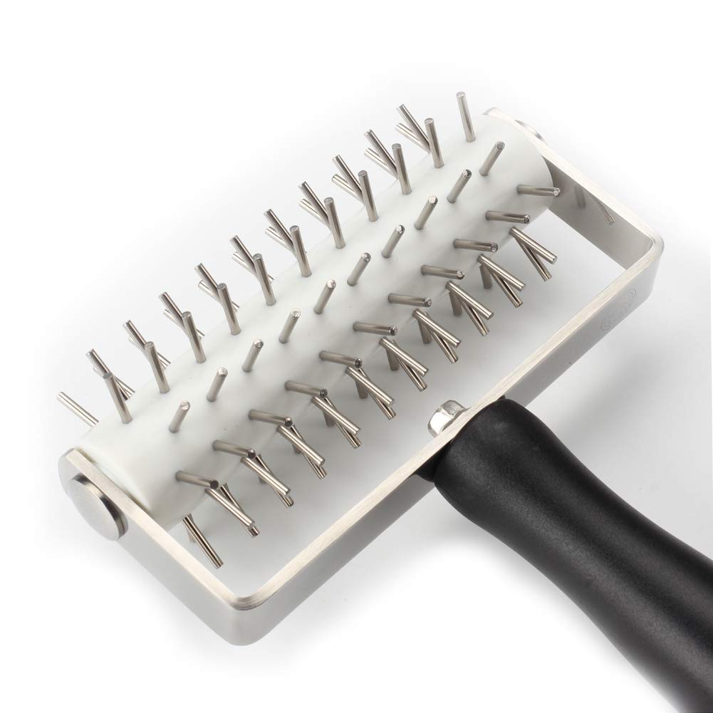 AMPSEVEN Professional Stainless Steel Pizza Dough Docker Roller - Pastry Dough Spiked Roller for Homemade Baking, Cakes, Crackers & Pies | Prevents Air Bubbles in Dough | Perfect for Home Bakers & Commercial Kitchens