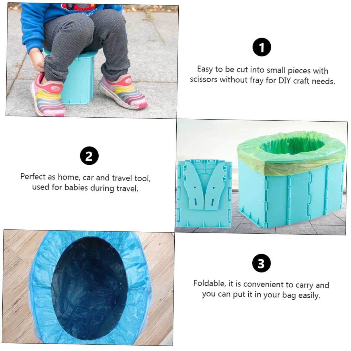 iFUNDOM 3-Pack Foldable Travel Toilet Seat Cover - Portable Car Potty Chair for Adults & Kids, Lightweight PP Material - Perfect for Camping, Road Trips & Emergency Use