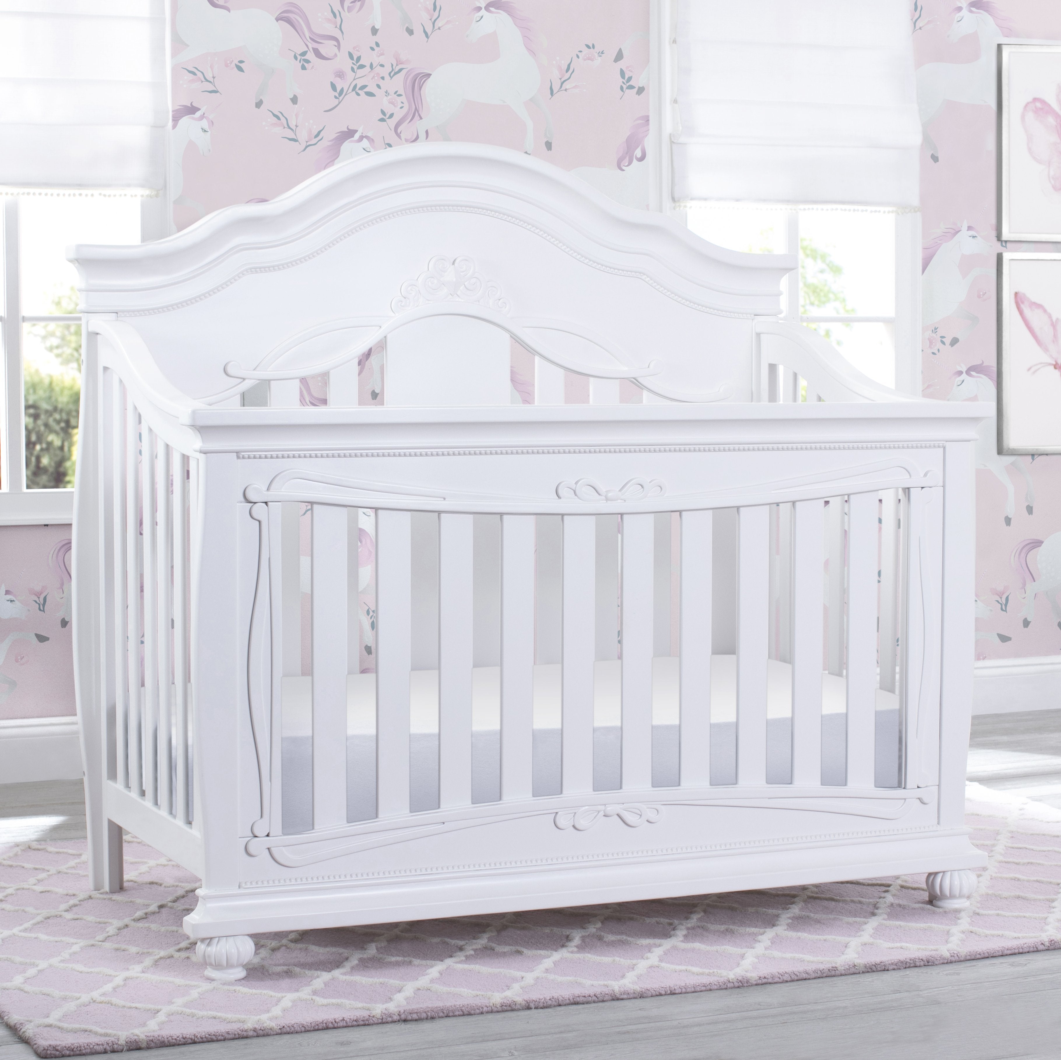 Fairytale 5-in-1 Convertible Baby Crib with Conversion Rails - Nursery to Toddler Bed - Perfect for Newborns, Infants & Growing Kids
