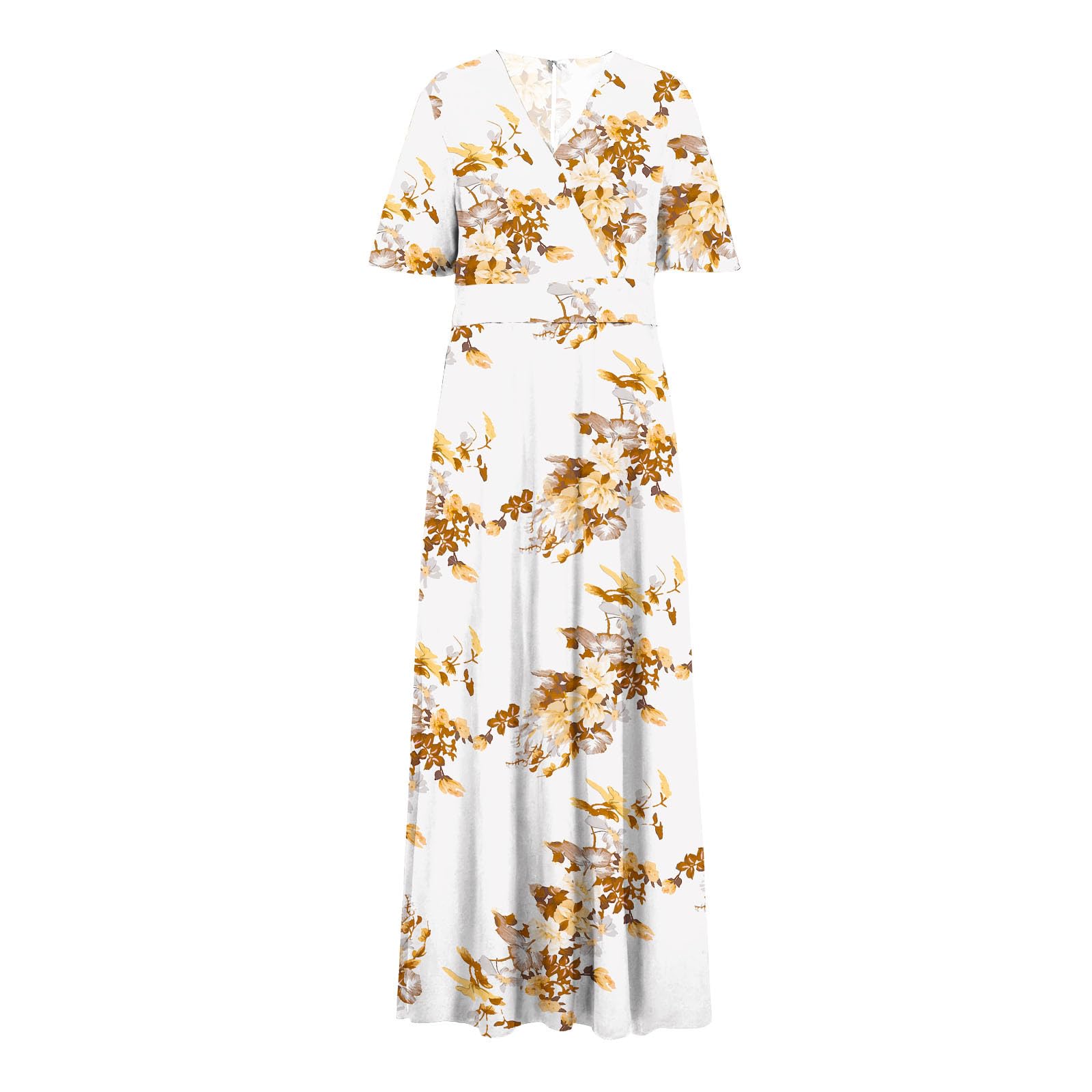 **Plus Size Summer Dresses for Women - Short Sleeve V-Neck Floral Maxi Dress with Empire Waist & Side Slit | Wedding Guest, Beach, Vacation & Casual Wear**