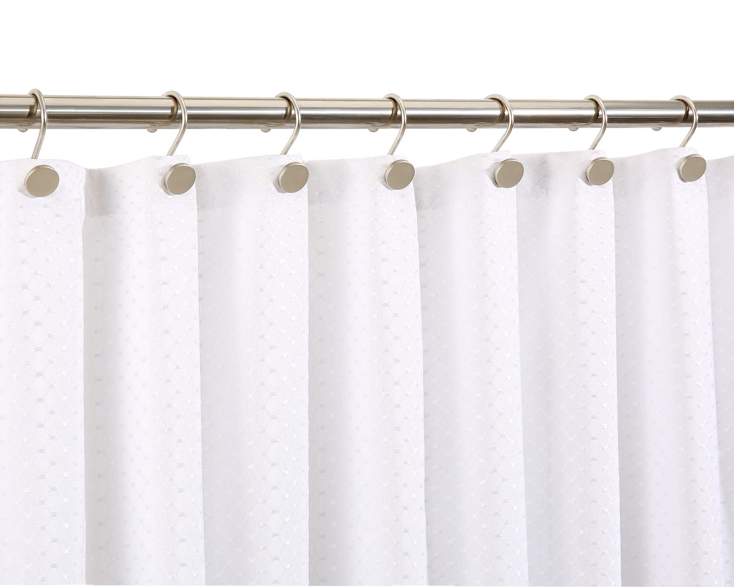 ZESLMG Rustproof Nickel Shower Curtain Hooks - 12 Pack Heavy Duty Metal Rings for Bathroom Shower Rods & Curtains | Decorative Round Hooks for Home, Hotel, and Spa Bathrooms