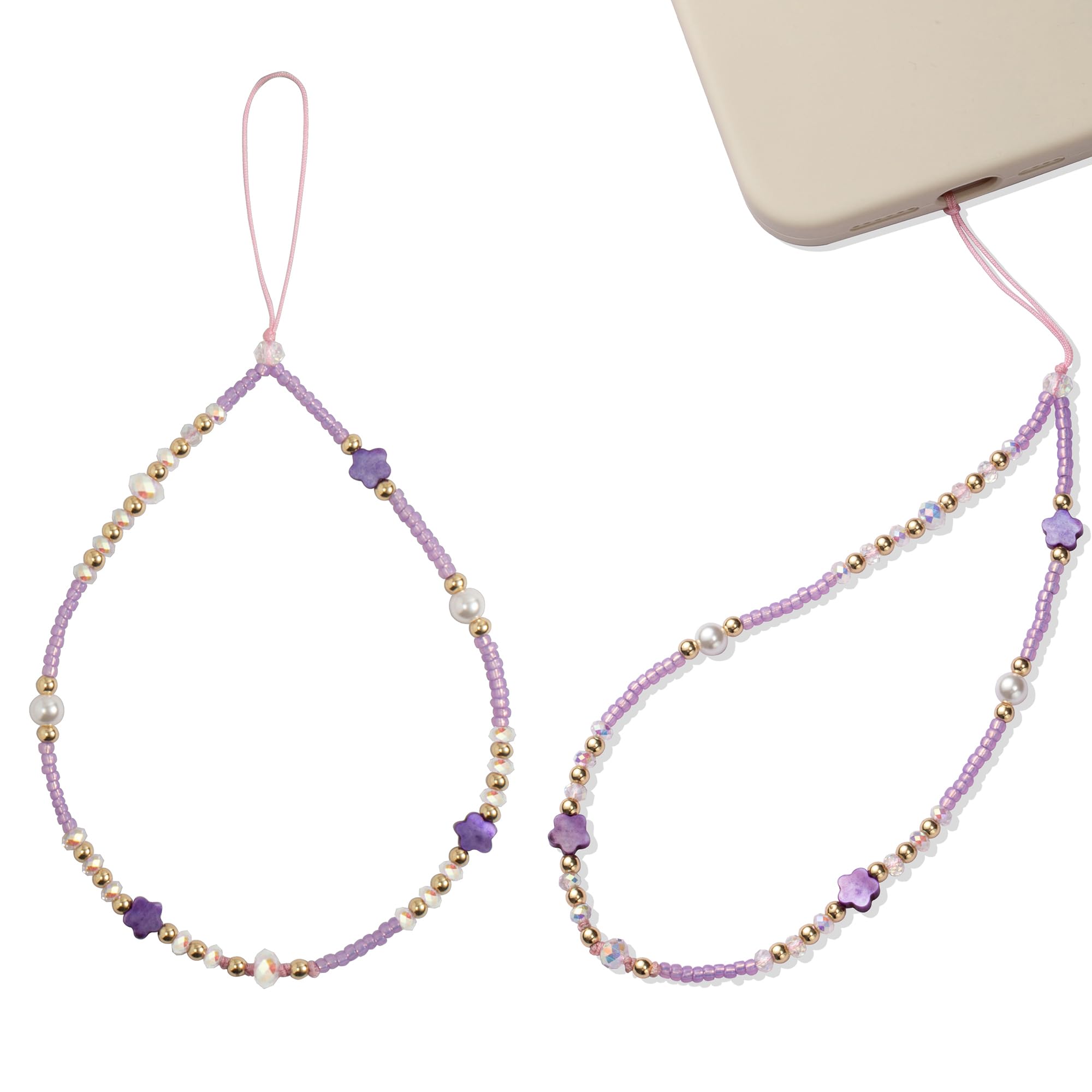 Handmade Beaded Phone Charm Strap - Fashionable Phone Wrist Strap with Japanese Seed Beads & Pearls for Women & Girls | Perfect for Smartphones, Purses & Keychains