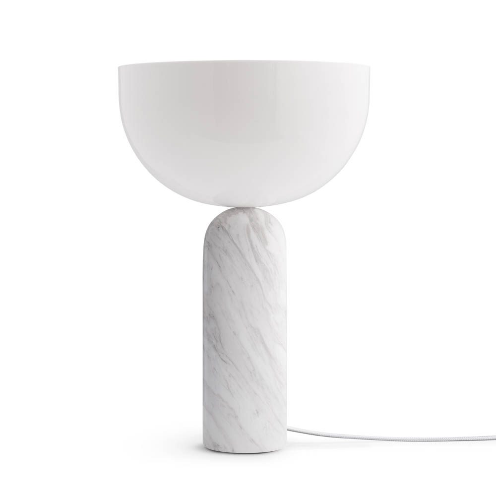 NEW WORKS Kizu Table Lamp - Modern White Marble Bedside Lamp for Living Room, Bedroom & Office Decor | Dimmable LED Lighting for Home & Workspace
