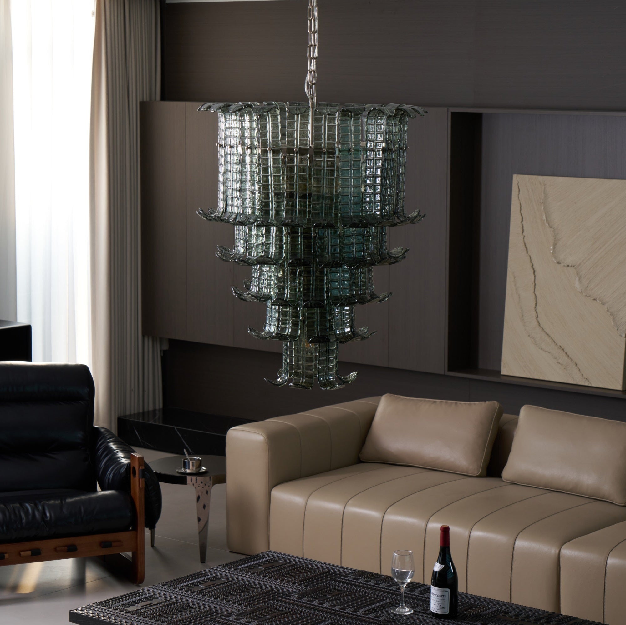Elegant Cascade Murano Glass Chandelier - Handcrafted Italian Lighting Fixture for Dining Room, Living Room & Bedroom Decor