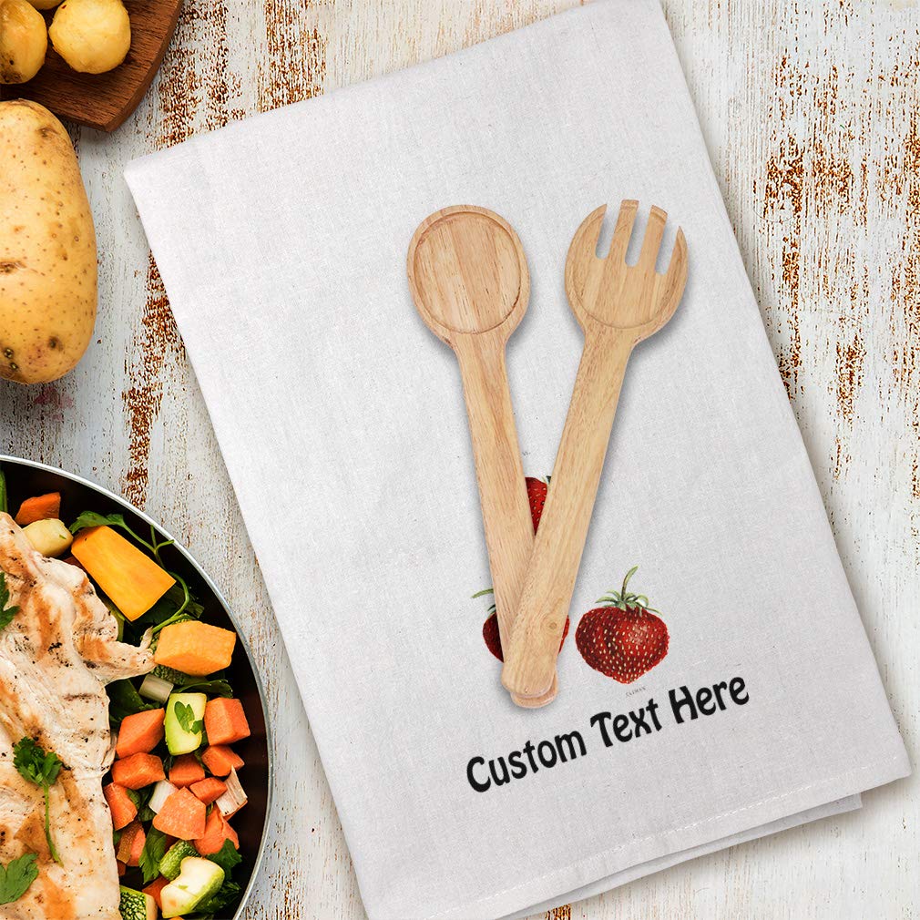 Custom Printed Strawberry Flour Sack Kitchen Towels - 100% Cotton Dish Towels for Baking, Cooking & Cleaning - Personalized Kitchen Decor & Gift Idea for Home, Restaurant, or Cafe Use